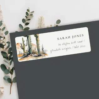Western Boho Cactus Desert Landscape Address Label Western Boho Cactus Desert Landscape Address Label