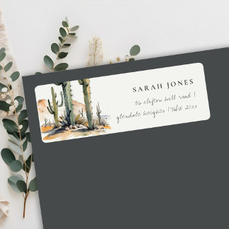 Western Boho Cactus Desert Landscape Address Label