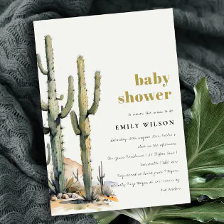 Western Boho Cactus Desert Landscape Baby Shower Invitation Western Boho Cactus Desert Landscape Baby Shower Invitation