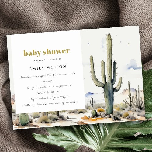 Western Boho Cactus Desert Landscape Baby Shower Invitation