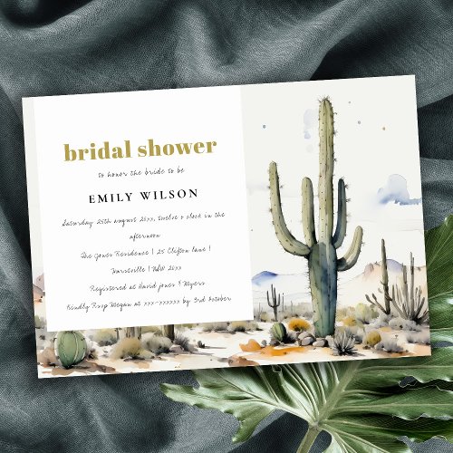 Western Boho Cactus Desert Landscape Bridal Shower Invitation