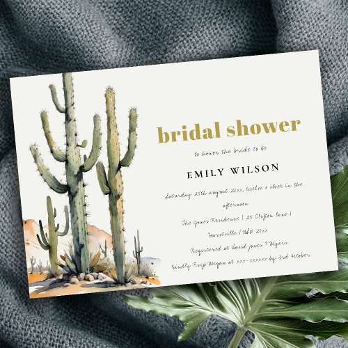 Western Boho Cactus Desert Landscape Bridal Shower Invitation