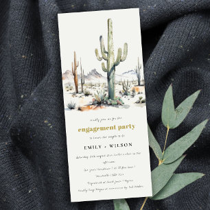 Western Boho Cactus Desert Landscape Engagement Invitation