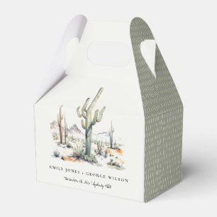 Western Boho Cactus Desert Landscape Wedding Favor Boxes
