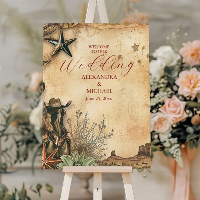 Western Boho Cactus Desert Landscape Wedding Foam Board (Creator Uploaded)