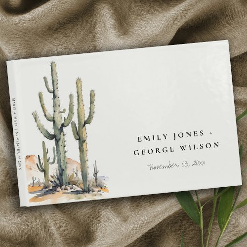 Western Boho Cactus Desert Landscape Wedding Guest Book