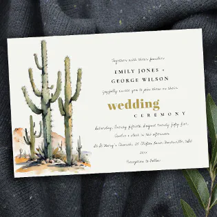 Western Boho Cactus Desert Landscape Wedding Invitation Western Boho Cactus Desert Landscape Wedding Invitation
