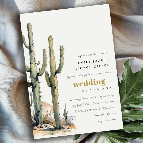 Western Boho Cactus Desert Landscape Wedding Invitation