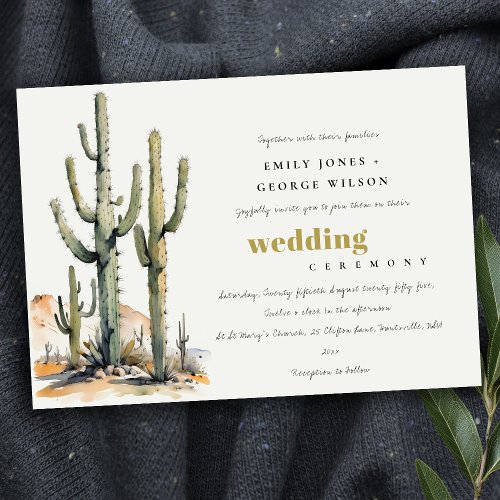 Western Boho Cactus Desert Landscape Wedding Invitation