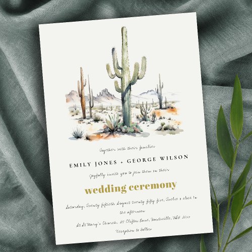 Western Boho Cactus Desert Landscape Wedding Invitation