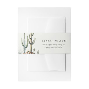 Western Boho Cactus Desert Landscape Wedding Invitation Belly Band