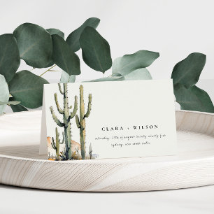 Western Boho Cactus Desert Landscape Wedding Place Card