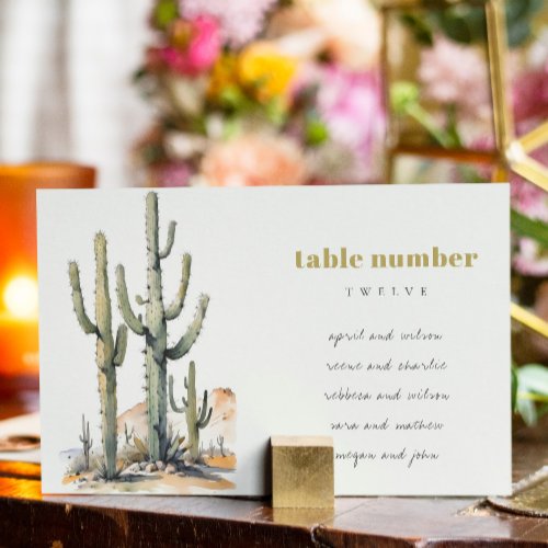 Western Boho Cactus Desert Wedding Seating Charts Table Number