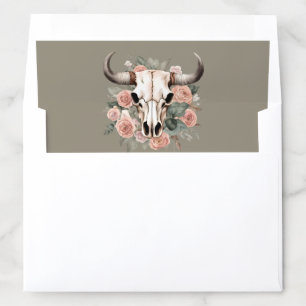 Western Boho Cow Floral Skull Sage Wedding Envelope Liner