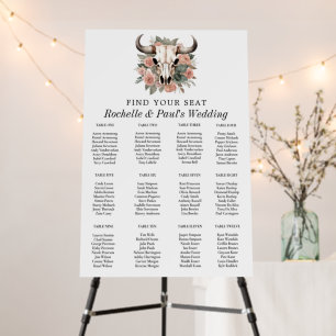 Western Boho Cow Floral Skull Sage Wedding Foam Board