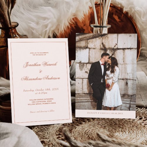 Western Boho Cream and Terracotta Wedding  Invitation