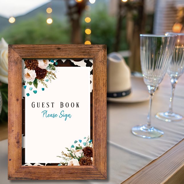 Western Boho Guest Book Bridal shower Sign Invitation (Wrstern Boho Guest Book Bridal shower Sign)