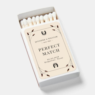 Western Boho Horseshoe Monogram Wedding Favor Matchboxes