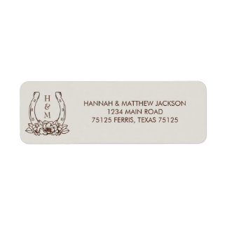 Western Boho Horseshoe Wedding Return Address Label