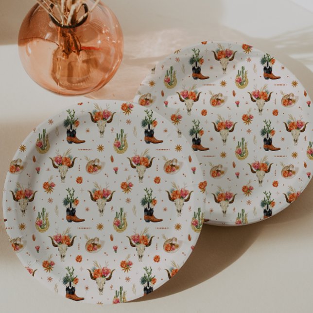 Western Boho Paper Plates (Western Theme Boho Paper Plates by Painted Paperie
)