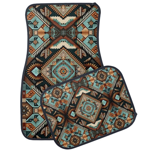 Western Boho Pattern Car Floor Mat (Set)