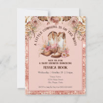 Western Boho Pink Floral Cowgirl Baby Shower  Invitation
