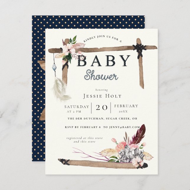 Western Boho Style Baby Shower Invitation (Front/Back)