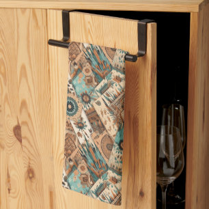 Western Boho tiled pattern  Kitchen Towel