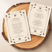 Western Boho Wedding Welcome Card with Itinerary