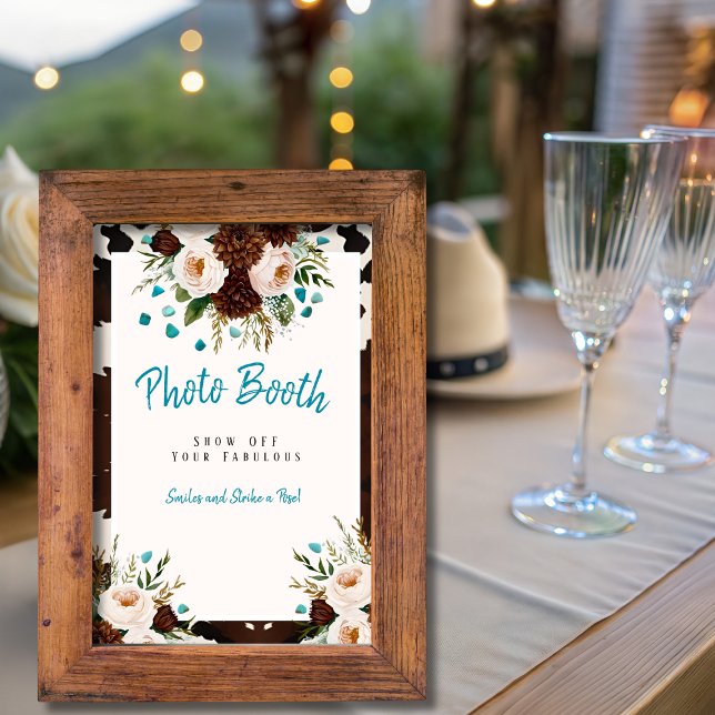 Western Boho Wildflowers Photo Booth Sign Invitation (Western Boho Wildflowers Photo Booth Sign)
