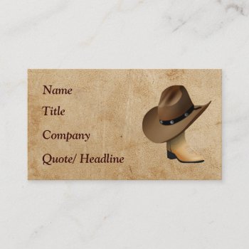 Western Boot And Hat Business Card by bubbasbunkhouse at Zazzle