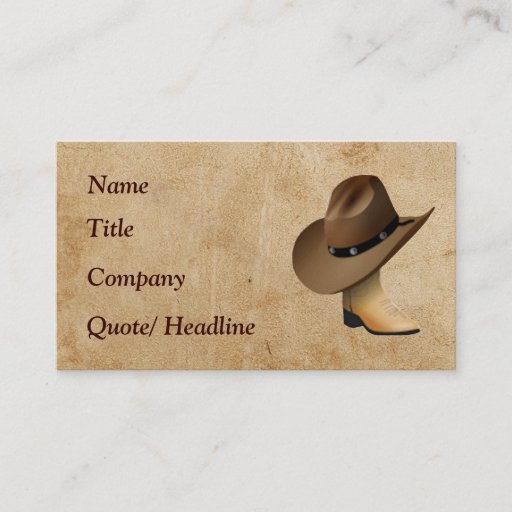 Customizable Western Boot and Hat Business Cards