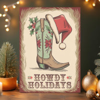 Western Boot Howdy Holidays Cowboy Christmas