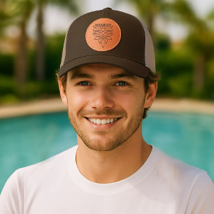 Western Boot Stitch with Custom Name or Your Text Leather Patch Hat