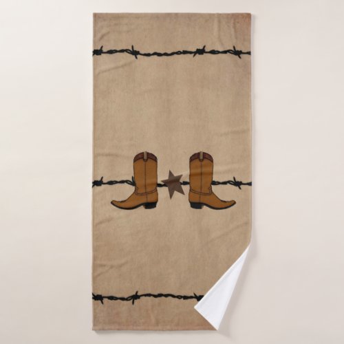 Western Boots And Barbed Wire Bath Towel Set