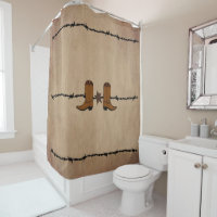 Western Boots And Barbed Wire Shower Curtain