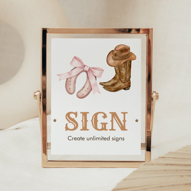 Western Boots and Bows Gender Reveal Sign (Boots and Bows Gender Reveal Custom Sign)