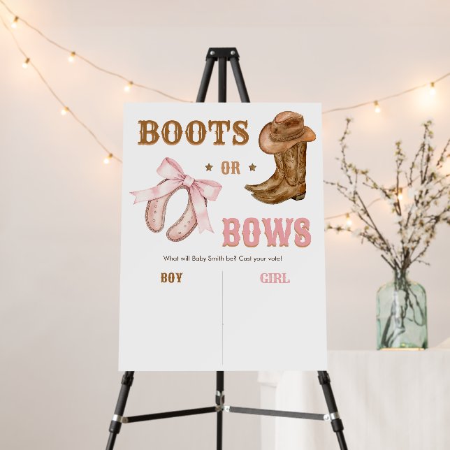 Western Boots and Bows Gender Reveal Sign (In Situ (Stand))