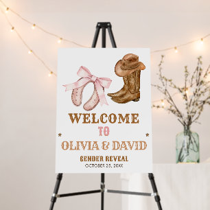 Western Boots and Bows Gender Reveal Welcome Sign
