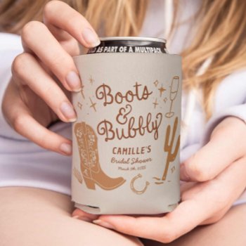Western Boots And Bubbly Bridal Shower Can Cooler by CavaPartyDesign at Zazzle