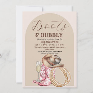 Western Boots and Bubbly Bridal Shower Invitation