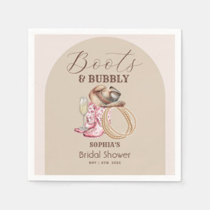 Western Boots and Bubbly Bridal Shower Napkins
