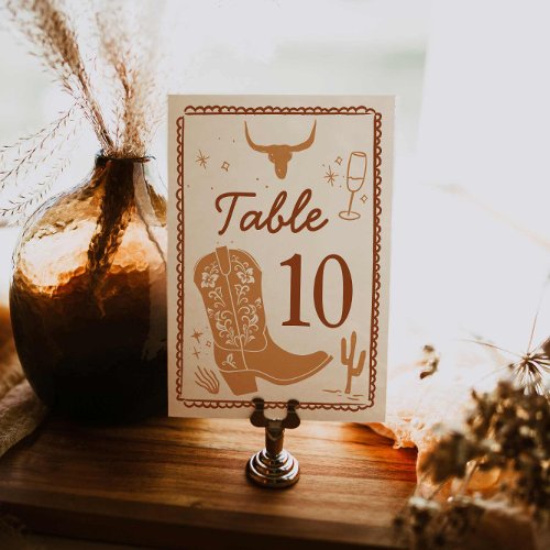 Western Boots and Bubbly Bridal Shower Table Card