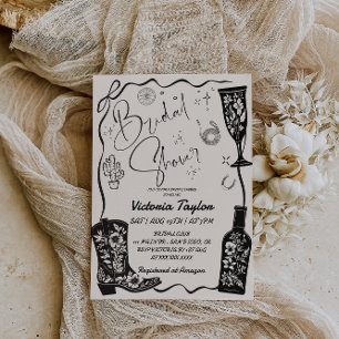 Western Boots and Champagne Bridal Shower Invitation