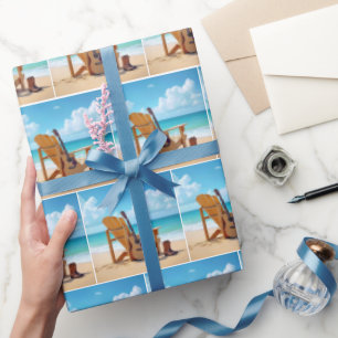 Western Boots and Guitar On a Beach Wrapping Paper