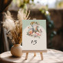 Western Boots Boho Floral Rustic Quinceanera Table Number