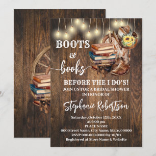 Western Boots & Books Before I do Bridal Shower Invitation
