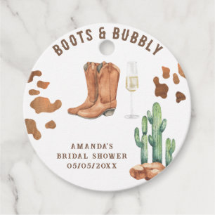 Western Boots & Bubbly Bridal shower  Favor Tags