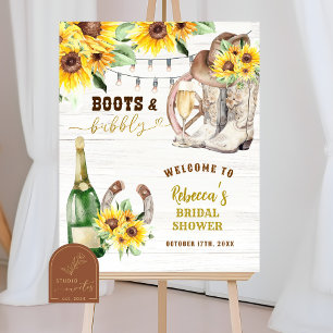 Western Boots & Bubbly Bridal Shower Welcome Sign
