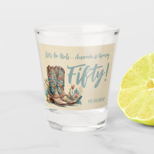Western Boots Floral Fiftieth Birthday Shot Glass